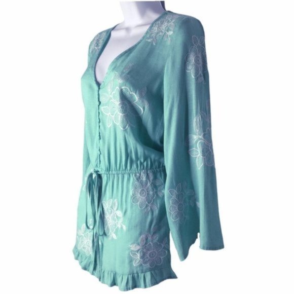 Chelsea & Violet Long Sleeve Embroidered Romper Sz XS - Picture 3 of 14